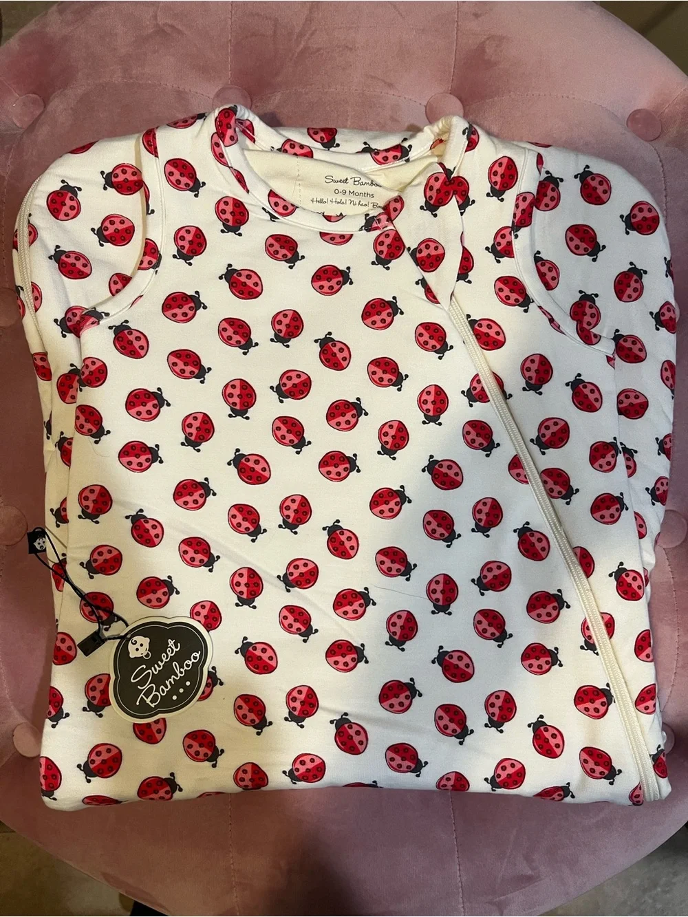 NWT 🌟 Sweet Bamboo Ladybug Sleep Sack- White & Red 0-9 months